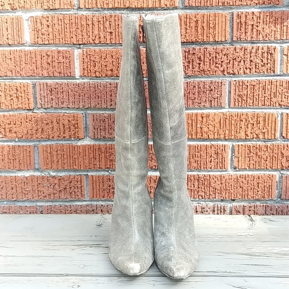 Distressed grey vintage leather boots 6.5 - Picture 5 of 14